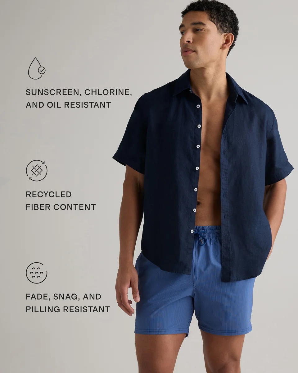 Quince Quince | Men's Italian Swim Trunks 5.5" in Navy Tonal Stripe — Men Winter navy Swimwear