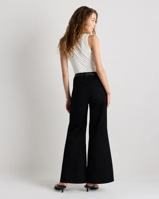 Quince Quince | Women's Bella Stretch Palazzo Jeans in Black — Women Winter black Jeans & Denim