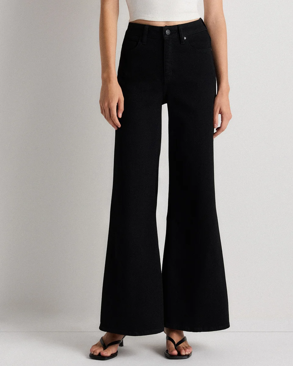 Quince Quince | Women's Bella Stretch Palazzo Jeans in Black — Women Winter black Jeans & Denim