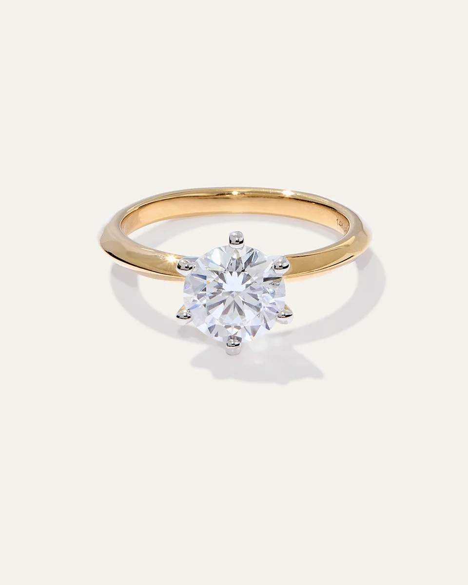 Quince Quince Women's Lab Grown Diamond Round Six Prong Knife Edge Engagement Ring 1.5ct in Yellow Gold — Women Spring gold Accessories