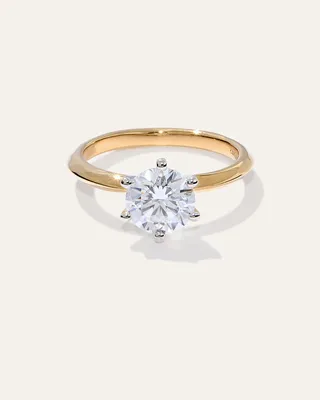 Quince Quince Women's Lab Grown Diamond Round Six Prong Knife Edge Engagement Ring 1.5ct in Yellow Gold — Women Spring gold Accessories