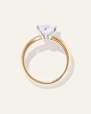 Quince Quince Women's Lab Grown Diamond Round Six Prong Knife Edge Engagement Ring 1.5ct in Yellow Gold — Women Spring gold Accessories