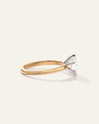 Quince Quince Women's Lab Grown Diamond Round Six Prong Knife Edge Engagement Ring 1.5ct in Yellow Gold — Women Spring gold Accessories