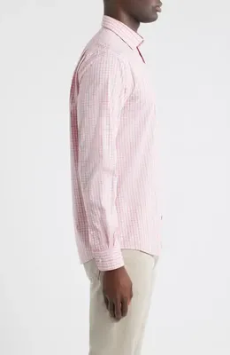 johnnie-O johnnie-O Morse Check Everyday Performance Button-Up Shirt in Petal — Men Spring pink Tops