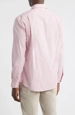johnnie-O johnnie-O Morse Check Everyday Performance Button-Up Shirt in Petal — Men Spring pink Tops