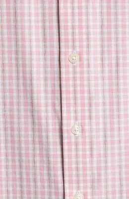 johnnie-O johnnie-O Morse Check Everyday Performance Button-Up Shirt in Petal — Men Spring pink Tops