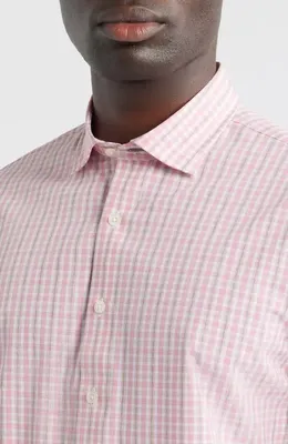johnnie-O johnnie-O Morse Check Everyday Performance Button-Up Shirt in Petal — Men Spring pink Tops