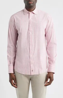 johnnie-O johnnie-O Morse Check Everyday Performance Button-Up Shirt in Petal — Men Spring pink Tops
