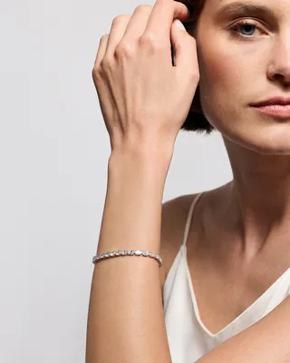 Quince Quince | Women's 14K Gold Lab Grown Diamond East-West Oval Tennis Bracelet 10ctw in White Gold — Women Winter white Accessories