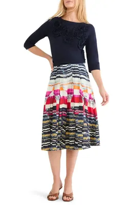 NIC+ZOE NIC+ZOE Ruffle Appliqué Knit Top in Dark Indigo — Women Winter navy Tops