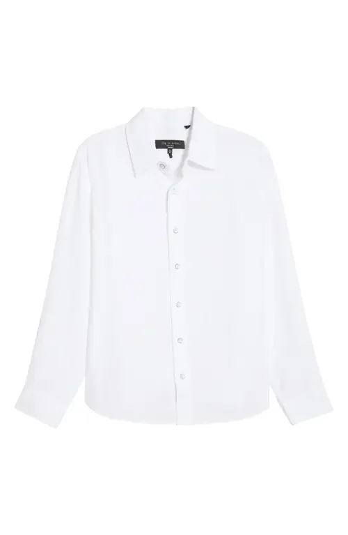 rag & bone rag & bone Finch Linen Button-Up Shirt in White — Men Winter white Button-Down Shirts