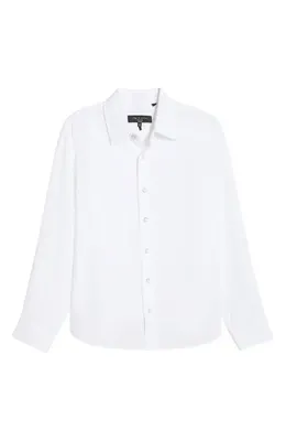 rag & bone rag & bone Finch Linen Button-Up Shirt in White — Men Winter white Button-Down Shirts