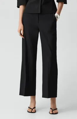 Theory Theory Classic Straight Leg Linen Blend Pants in Black — Women Winter black Trousers & Chinos