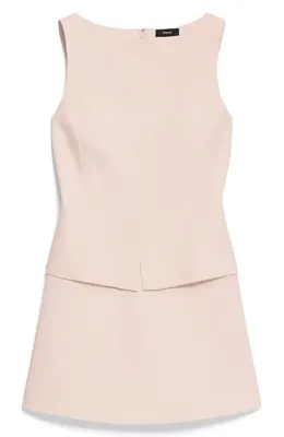 Theory Theory Boat Neck Minidress in Sheer Pink — Women Spring beige Mini Dresses