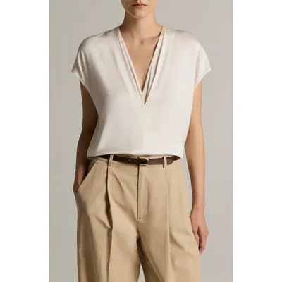 Vince Vince V-Neck Cap Sleeve Top in Off White — Women Spring white Tops