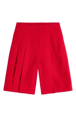 Boden Boden Highbury Pleated Cotton Shorts in Salsa Red — Women Autumn red Shorts