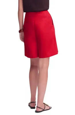 Boden Boden Highbury Pleated Cotton Shorts in Salsa Red — Women Autumn red Shorts