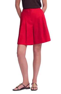 Boden Boden Highbury Pleated Cotton Shorts in Salsa Red — Women Autumn red Shorts