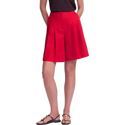 Boden Boden Highbury Pleated Cotton Shorts in Salsa Red — Women Autumn red Shorts