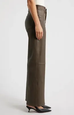 FRAME FRAME Le Slim Palazzo Leather Pants in Cork — Women Autumn brown Pants