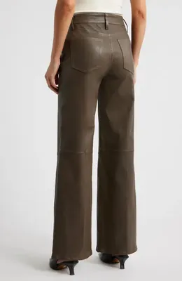 FRAME FRAME Le Slim Palazzo Leather Pants in Cork — Women Autumn brown Pants