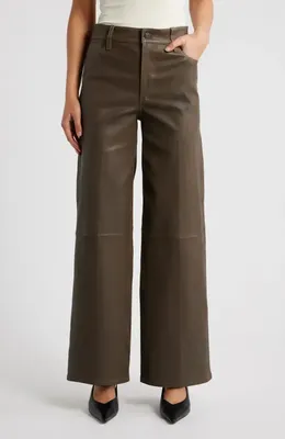 FRAME FRAME Le Slim Palazzo Leather Pants in Cork — Women Autumn brown Pants
