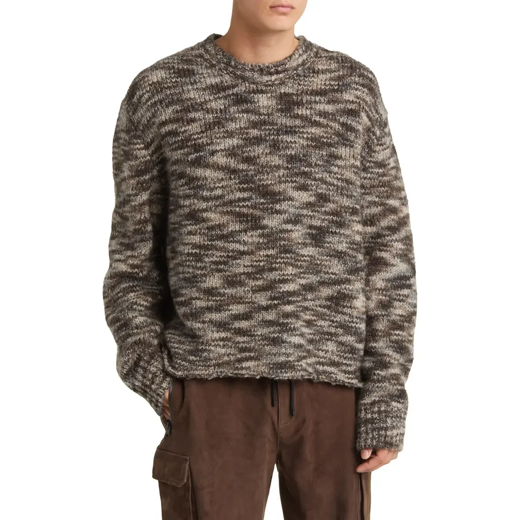 FRAME FRAME Crewneck Sweater in Marron Multi — Men Autumn grey Tops