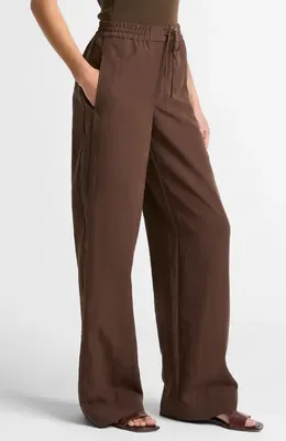Vince Vince Linen Blend Drawstring Pants in Clove — Women Autumn brown Pants