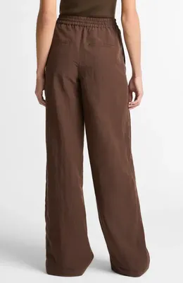 Vince Vince Linen Blend Drawstring Pants in Clove — Women Autumn brown Pants