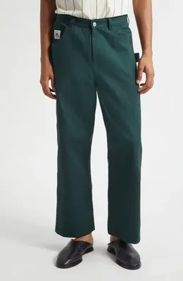 Bode Bode Knolly Brook Cotton Twill Trousers in Dark Green — Men Autumn black Pants