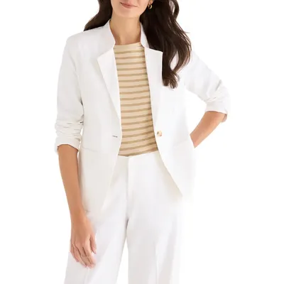 NIC+ZOE NIC+ZOE Eva Linen Blend Blazer in Milk White — Women Winter white Outerwear