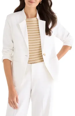 NIC+ZOE NIC+ZOE Eva Linen Blend Blazer in Milk White — Women Winter white Outerwear