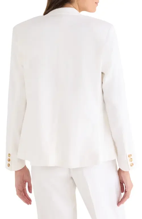 NIC+ZOE NIC+ZOE Eva Linen Blend Blazer in Milk White — Women Winter white Outerwear