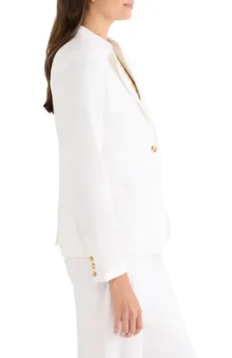 NIC+ZOE NIC+ZOE Eva Linen Blend Blazer in Milk White — Women Winter white Outerwear