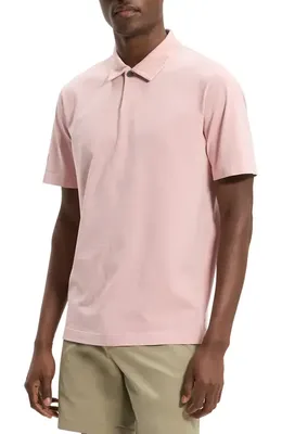Theory Theory One Button Polo in Tinted Chalk Pink — Men Spring pink Polos