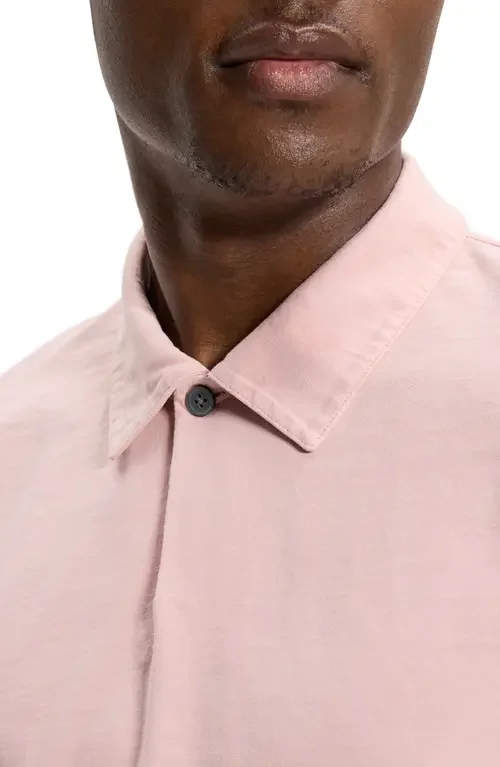 Theory Theory One Button Polo in Tinted Chalk Pink — Men Spring pink Polos
