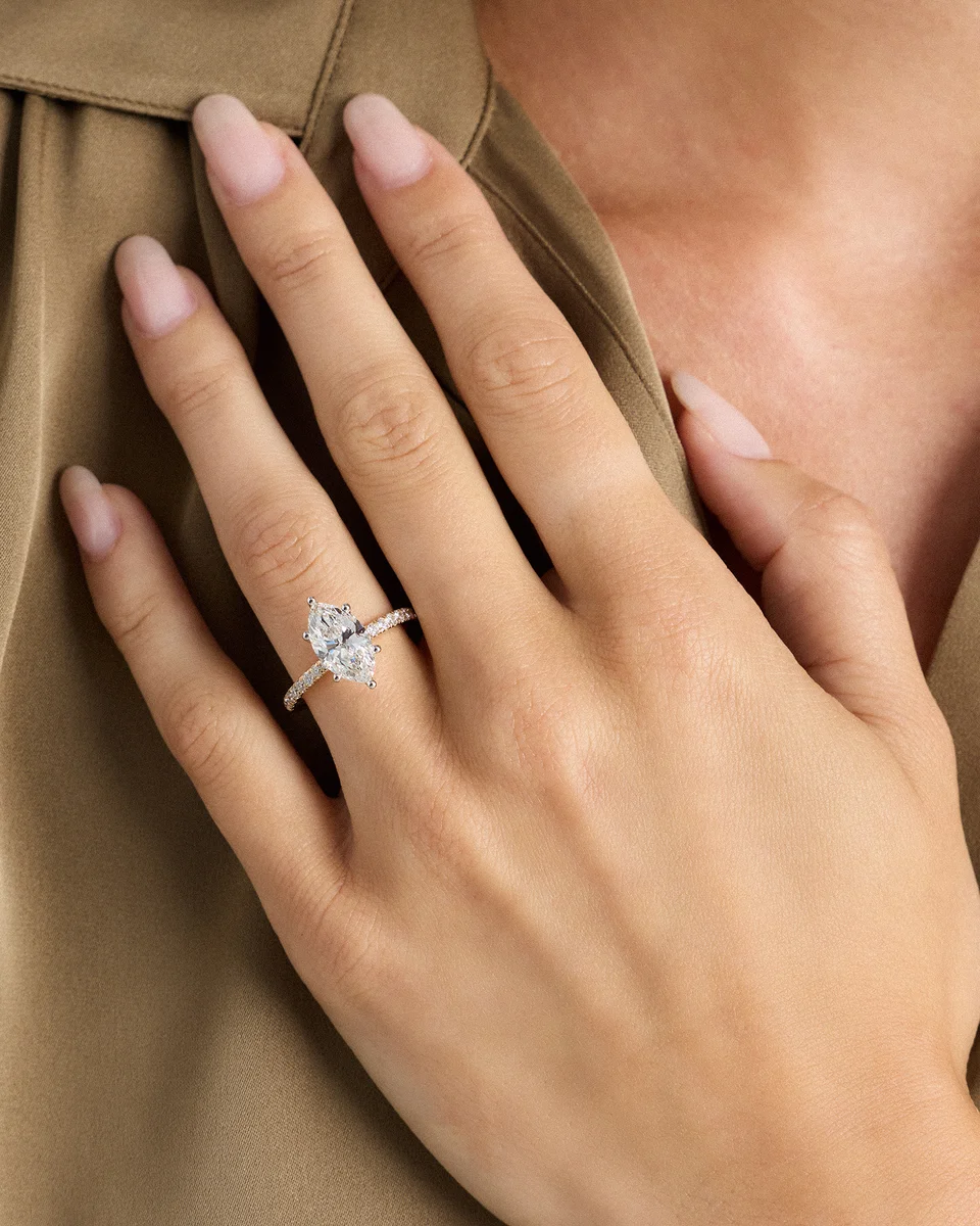 Quince Quince | Women's Lab Grown Diamond Marquise Petite Pave Engagement Ring 2.5ct in Yellow Gold in Yellow Gold — Women Spring Accessories