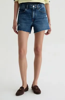 AG AG Halle High Waist Cutoff Denim Shorts in 11 Years Enrich — Women Winter navy Shorts