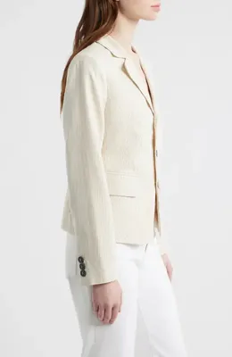 FRAME FRAME The Striped Smart Blazer in Ecru Multi — Women Spring white Outerwear