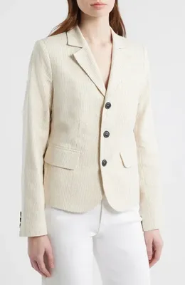 FRAME FRAME The Striped Smart Blazer in Ecru Multi — Women Spring white Outerwear