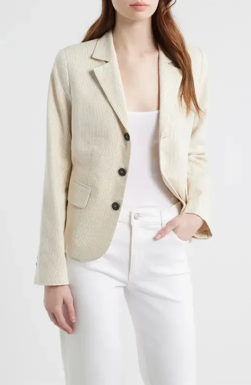 FRAME FRAME The Striped Smart Blazer in Ecru Multi — Women Spring white Outerwear