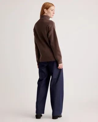 Quince Quince | Women's Turtleneck Sweater in Heather Brown — Women Autumn chocolate Sweaters & Knits