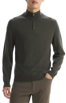 Theory Theory Hilles Quarter Zip Cashmere Sweater in Hunter Green Melange — Men Autumn teal Tops