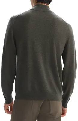Theory Theory Hilles Quarter Zip Cashmere Sweater in Hunter Green Melange — Men Autumn teal Tops
