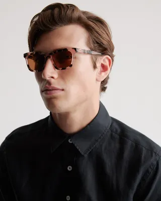Quince Quince | Luna Polarized Acetate Sunglasses in Tan Tortoise with Brown Lens in Tan Tortoise with Brown Lens — Unisex Autumn Accessories