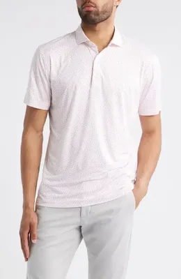 johnnie-O johnnie-O Plumeria Floral Featherweight Performance Polo in Azalea — Men Spring beige Tops
