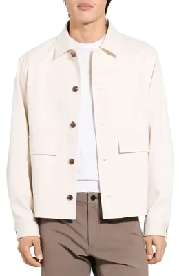 Theory Theory Moonsoft Cotton Twill Button-Up Shirt Jacket in Winter Ivory — Men Spring white Outerwear