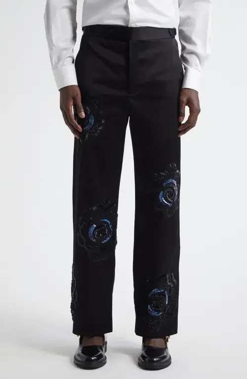 Bode Bode Poppy Suiting Trousers in Black — Men Winter black Pants