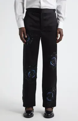 Bode Bode Poppy Suiting Trousers in Black — Men Winter black Pants