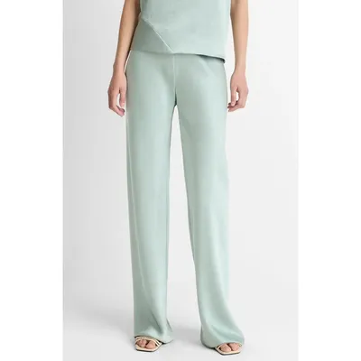 Vince Vince Colette High Waist Fluid Satin Bias Pants in Aloe Stone — Women Summer silver Trousers & Chinos